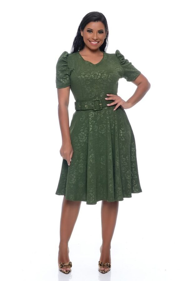 Vestido Valentina c/ Cinto Verde Militar