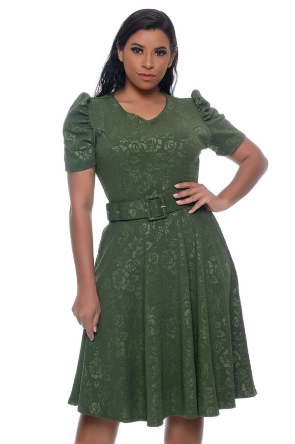 Vestido Valentina c/ Cinto Verde Militar - Imagem 5