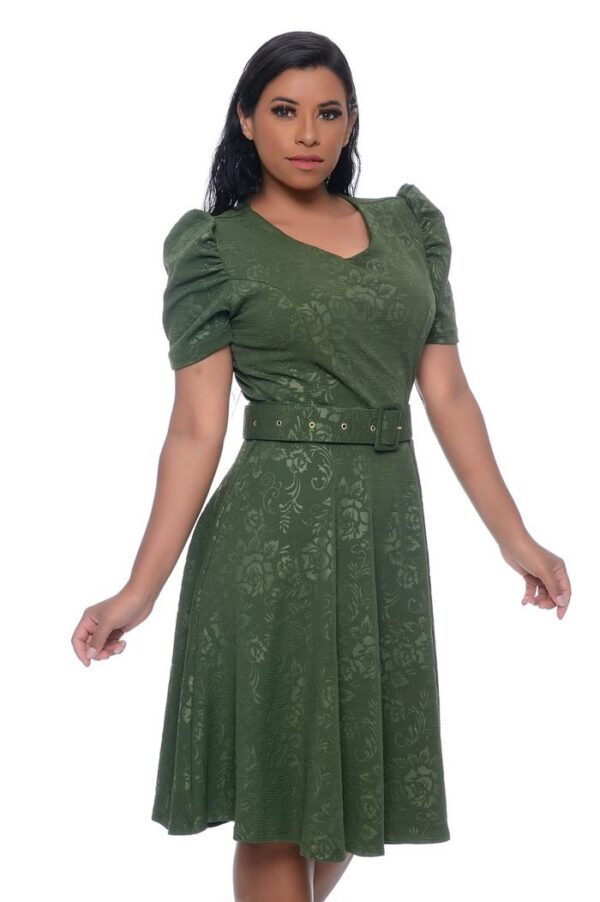 Vestido Valentina c/ Cinto Verde Militar - Imagem 3