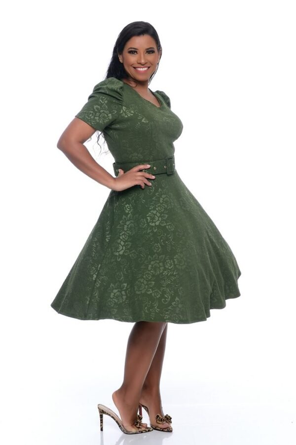 Vestido Valentina c/ Cinto Verde Militar - Imagem 7