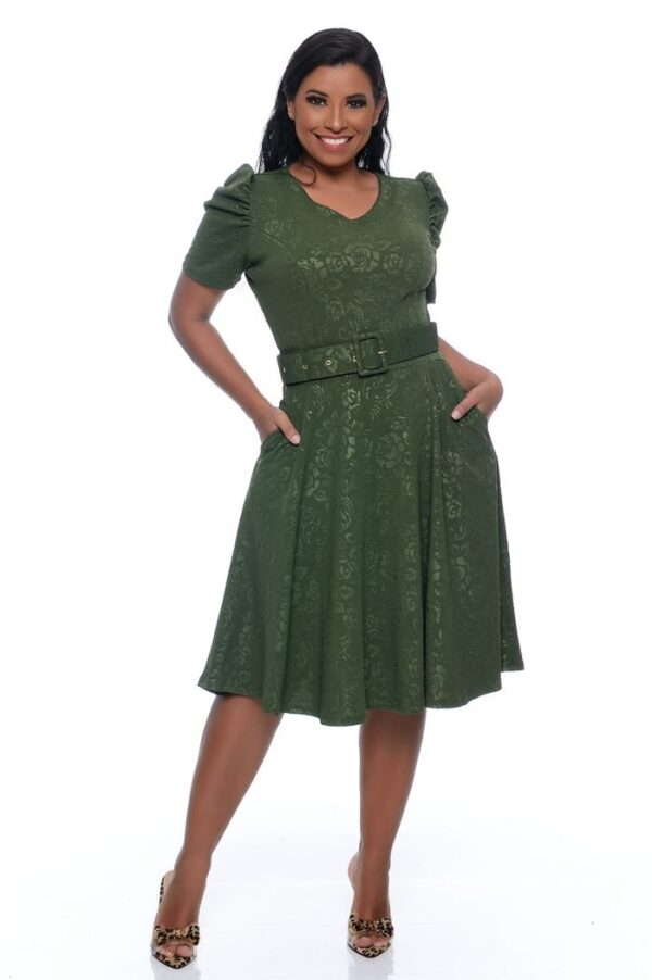 Vestido Valentina c/ Cinto Verde Militar - Imagem 2