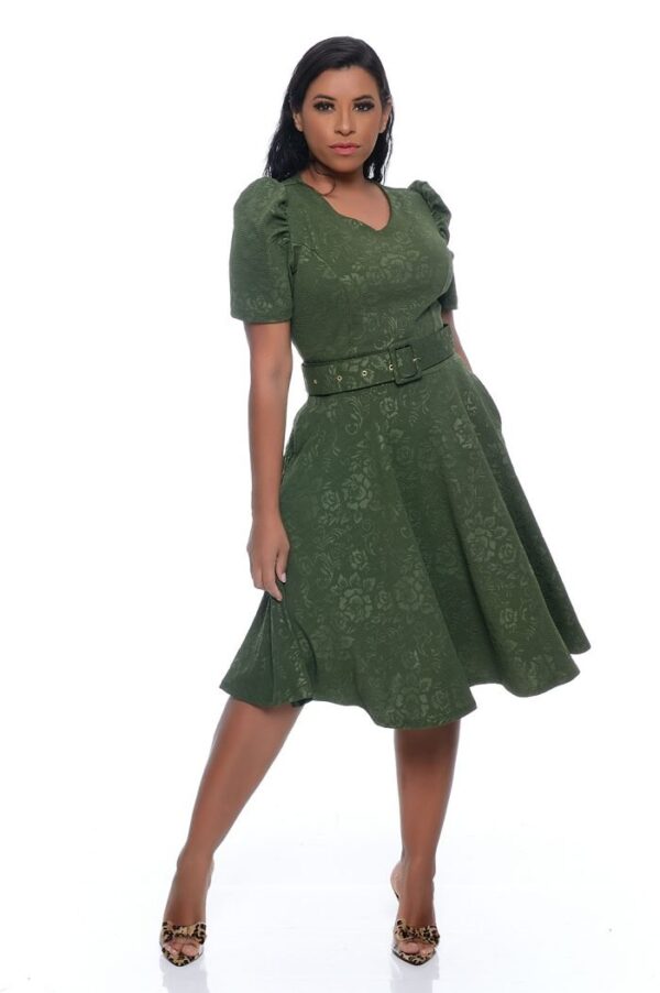 Vestido Valentina c/ Cinto Verde Militar - Imagem 9
