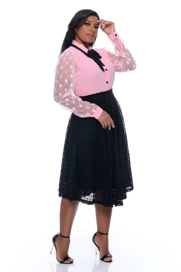 Camisa Fernanda Manga Longa Tule Rosa Bebe - Imagem 10