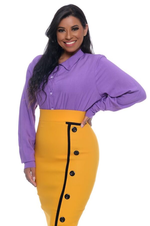 Camisa Helena em Viscolinho Lilás/Roxo - Imagem 10