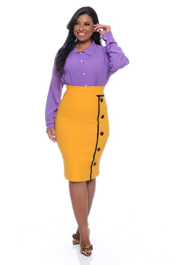 Camisa Helena em Viscolinho Lilás/Roxo - Imagem 2