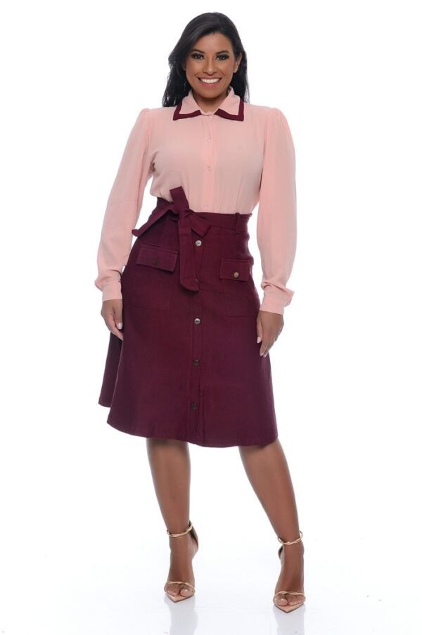 Camisa Fernanda Manga Longa Roze/Vinho - Imagem 10