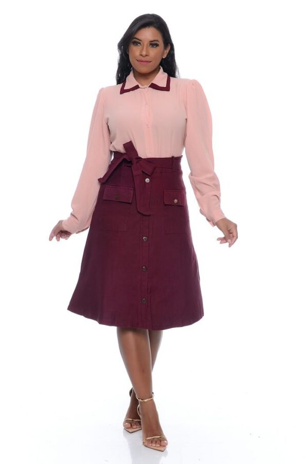 Camisa Fernanda Manga Longa Roze/Vinho - Imagem 8