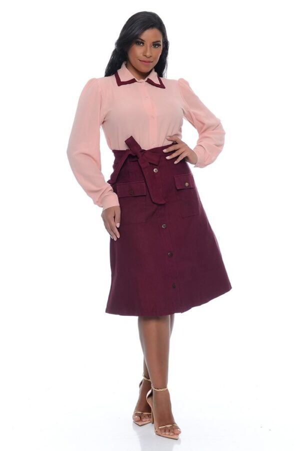 Camisa Fernanda Manga Longa Roze/Vinho - Imagem 7