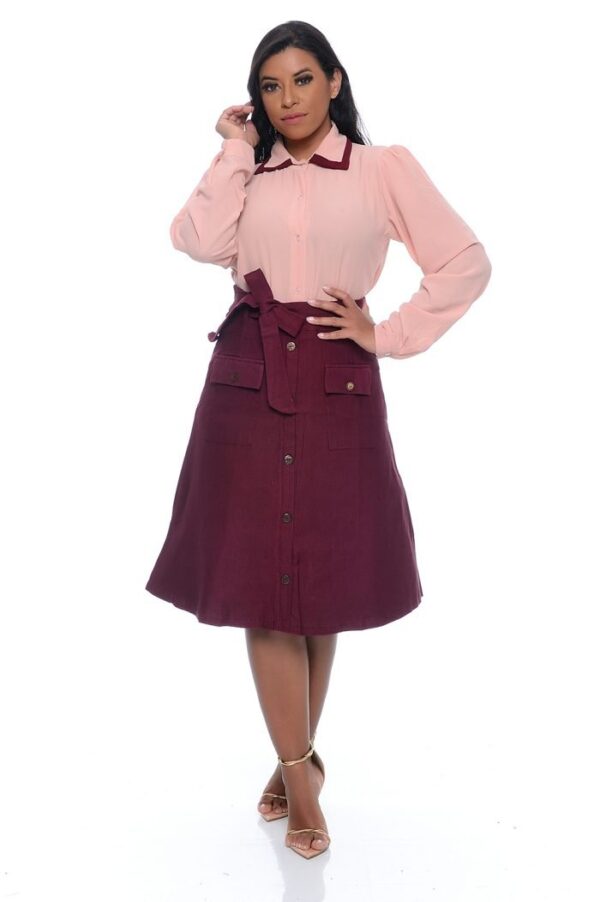 Camisa Fernanda Manga Longa Roze/Vinho - Imagem 6