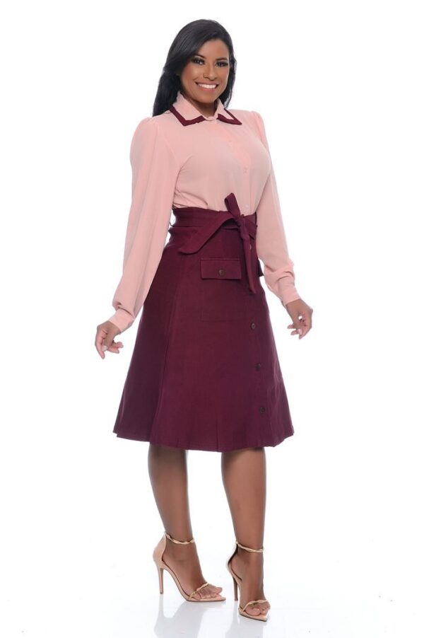 Camisa Fernanda Manga Longa Roze/Vinho - Imagem 4