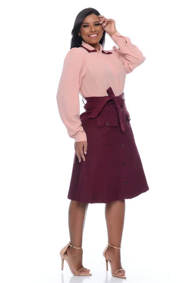 Camisa Fernanda Manga Longa Roze/Vinho - Imagem 3