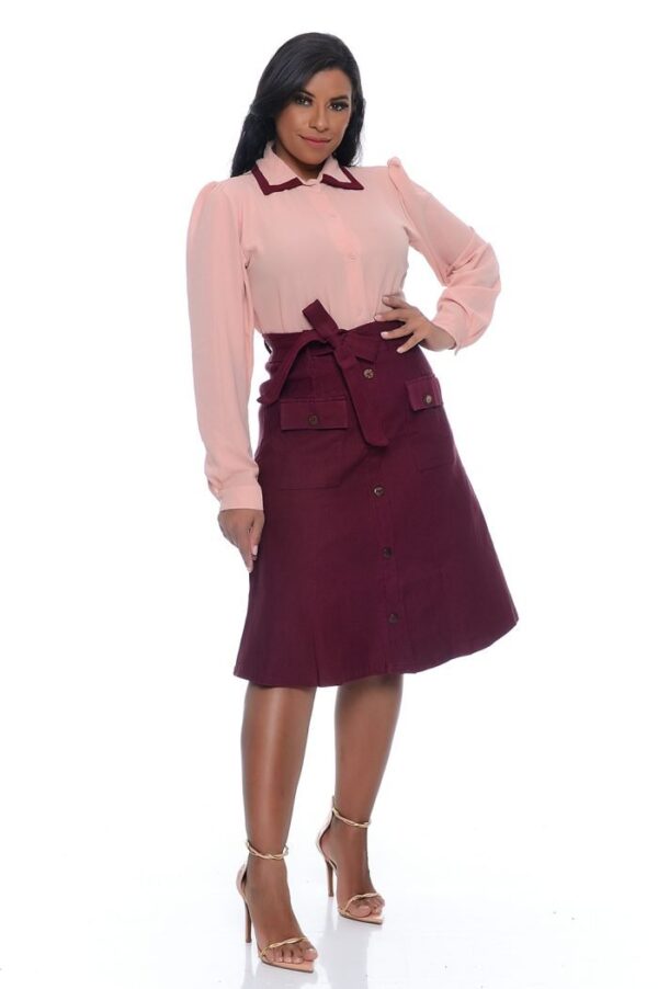 Camisa Fernanda Manga Longa Roze/Vinho - Imagem 2