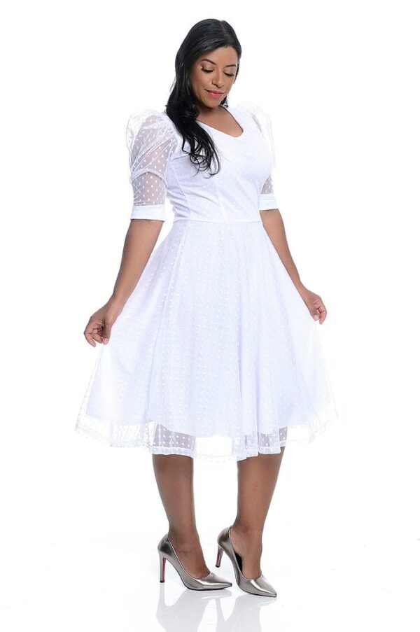Vestido Thalita Branco Com Cinto - Imagem 3