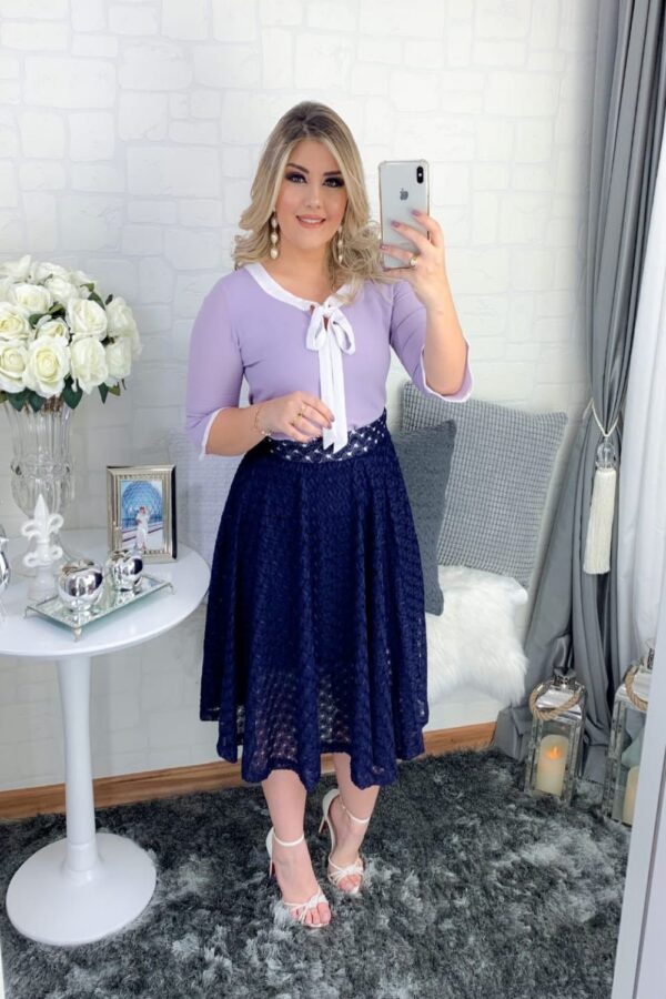 Blusa Maysa Lilás/Branco - Imagem 3