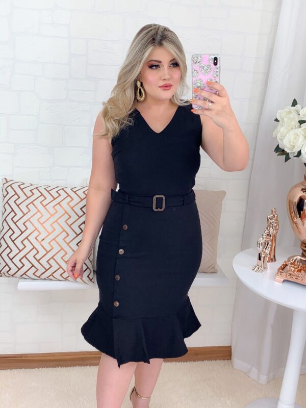 Vestido Valeria Preto c/Babado - Imagem 2