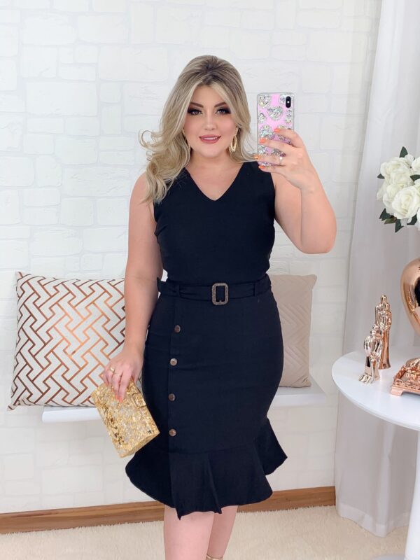 Vestido Valeria Preto c/Babado - Imagem 4