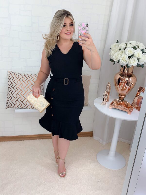 Vestido Valeria Preto c/Babado - Imagem 3