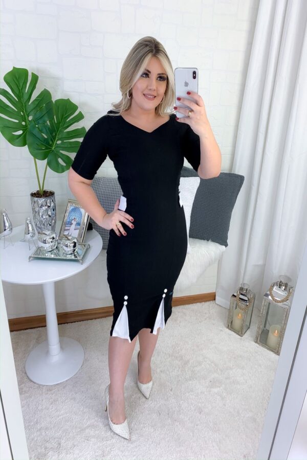 Vestido Milla  Preto DTL Branco