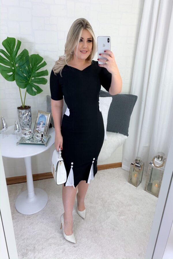 Vestido Milla  Preto DTL Branco - Imagem 3
