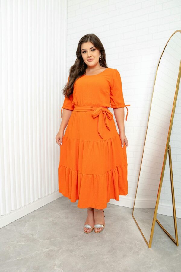 Vestido Três Maria Laranja Com Cinto Faixa - Imagem 5