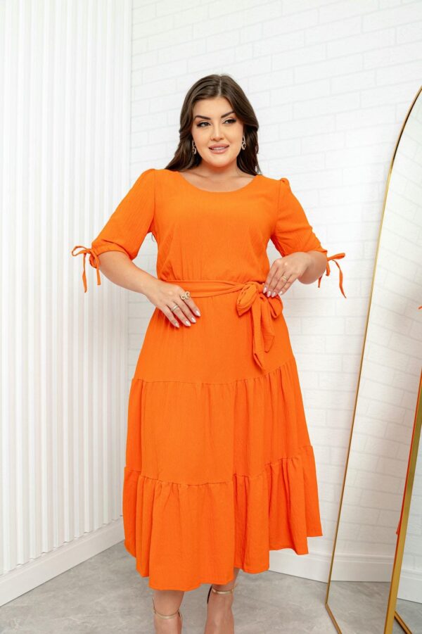 Vestido Três Maria Laranja Com Cinto Faixa - Imagem 2