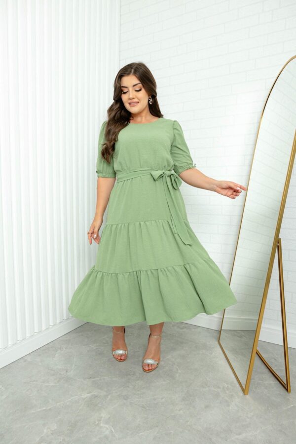 Vestido Três Maria Verde Menta Com Cinto Faixa
