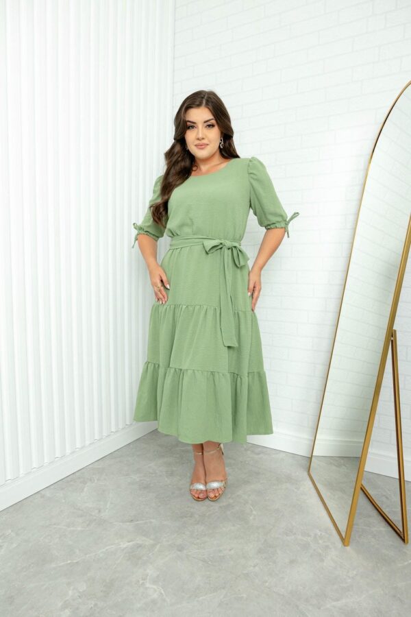 Vestido Três Maria Verde Menta Com Cinto Faixa - Imagem 4