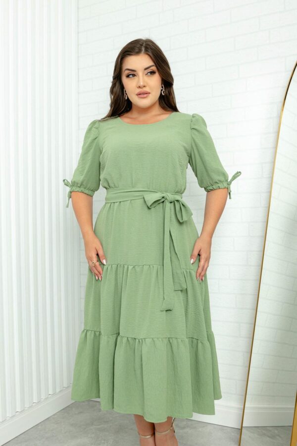 Vestido Três Maria Verde Menta Com Cinto Faixa - Imagem 3
