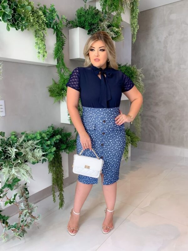 Saia Dalila Jeans Estampada - Imagem 4