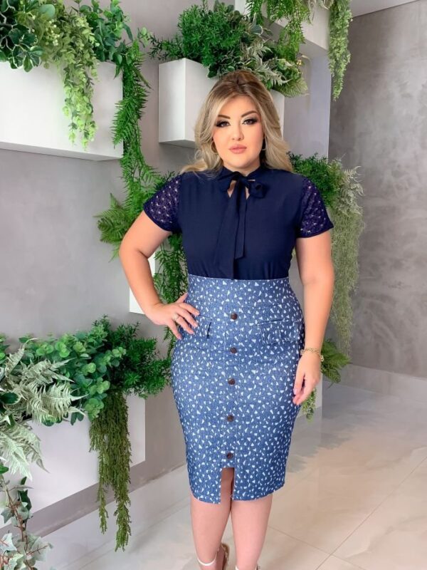 Saia Dalila Jeans Estampada - Imagem 2