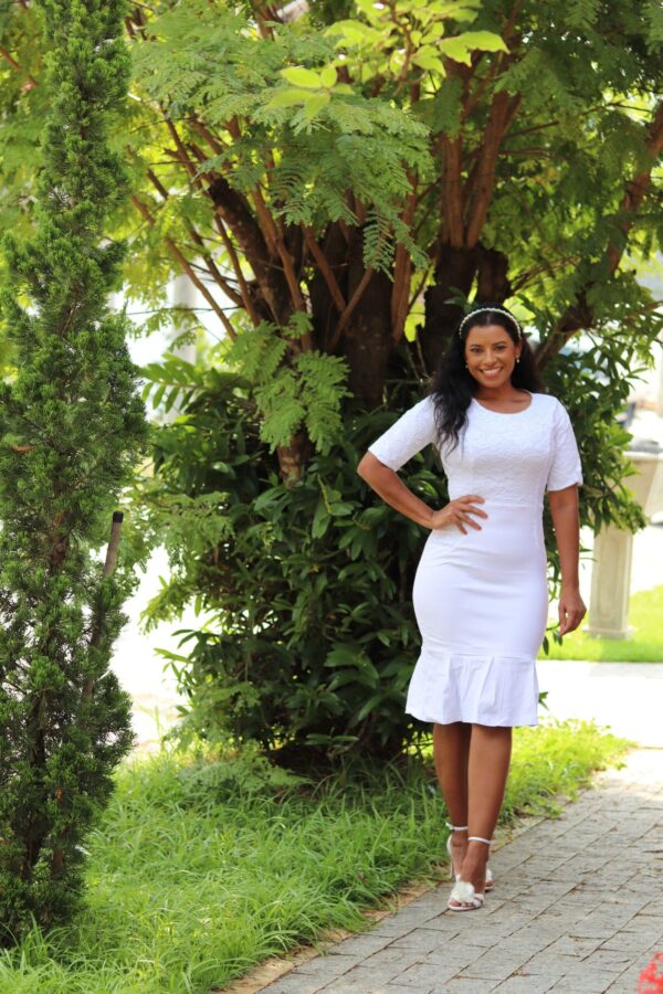Vestido Amarilis Branco c/ Renda de Poliamida - Imagem 6