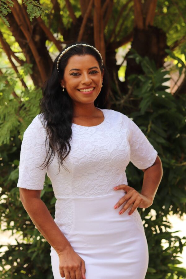 Vestido Amarilis Branco c/ Renda de Poliamida - Imagem 2