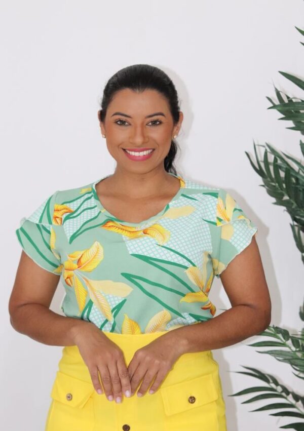 Blusa Mirella Estampada Amarelo/Verde
