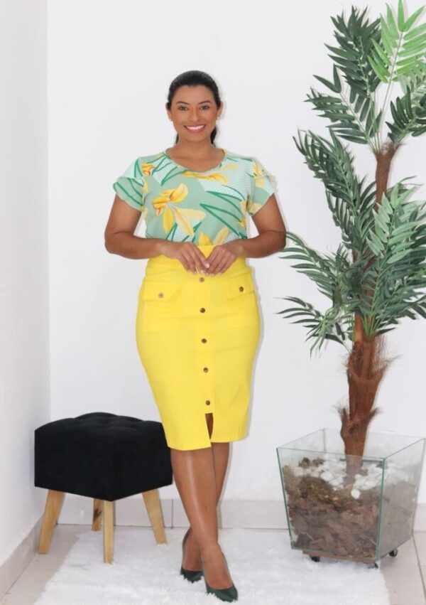 Blusa Mirella Estampada Amarelo/Verde - Imagem 10