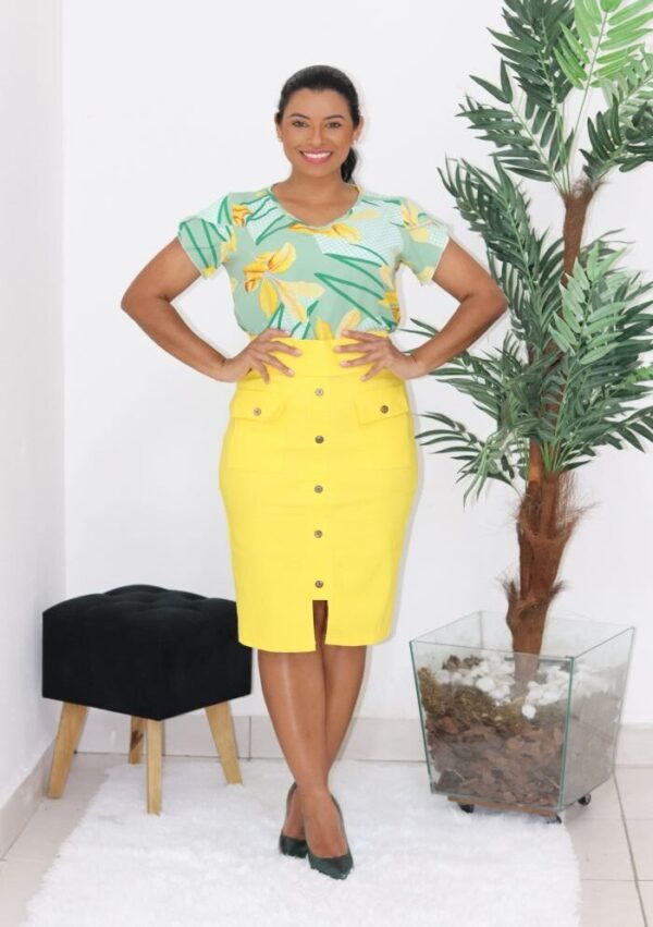 Blusa Mirella Estampada Amarelo/Verde - Imagem 8
