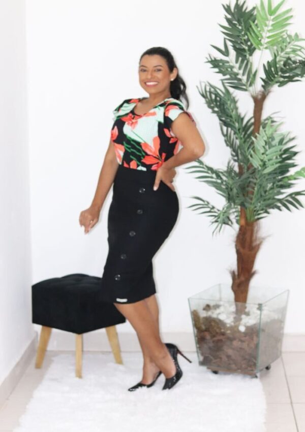 Blusa Mirella Estampada Preto/Vermelho - Imagem 4