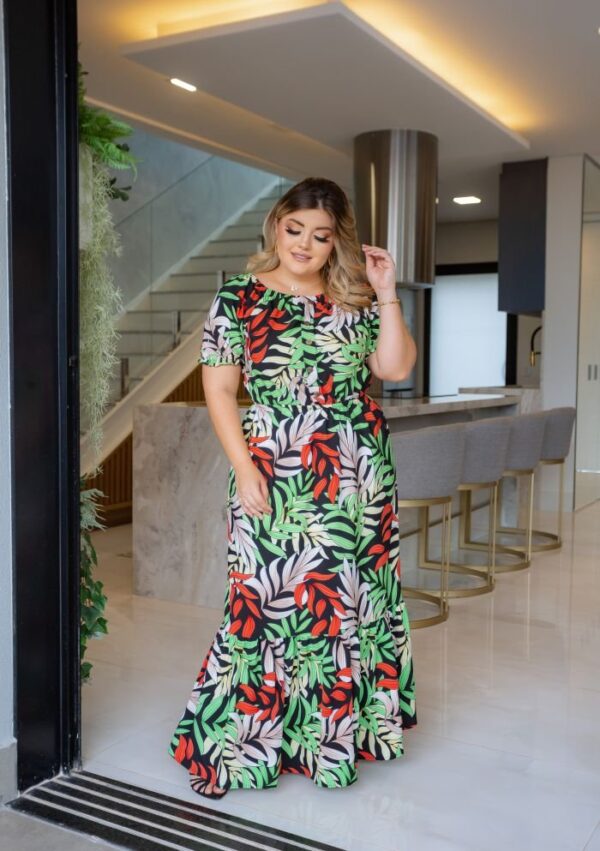 Vestido Longo Cecilia/ Folhagem