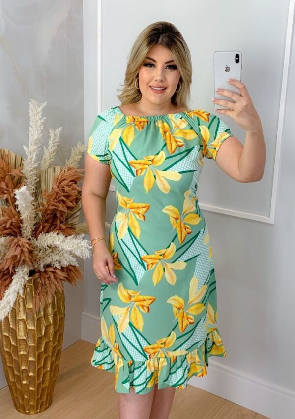 Vestido Florida Verde/Amarelo - Imagem 5
