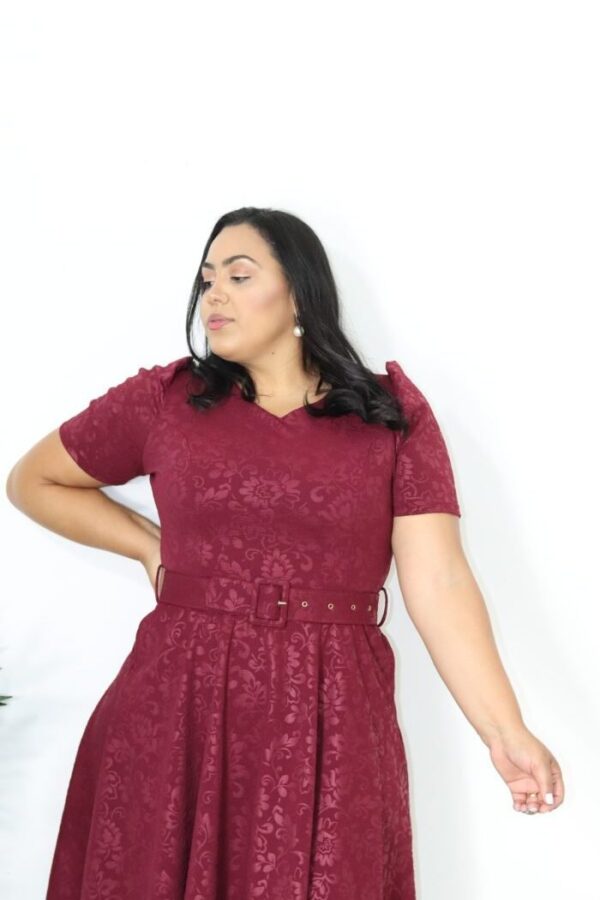 Vestido Valentina c/ Cinto Vinho - Imagem 2