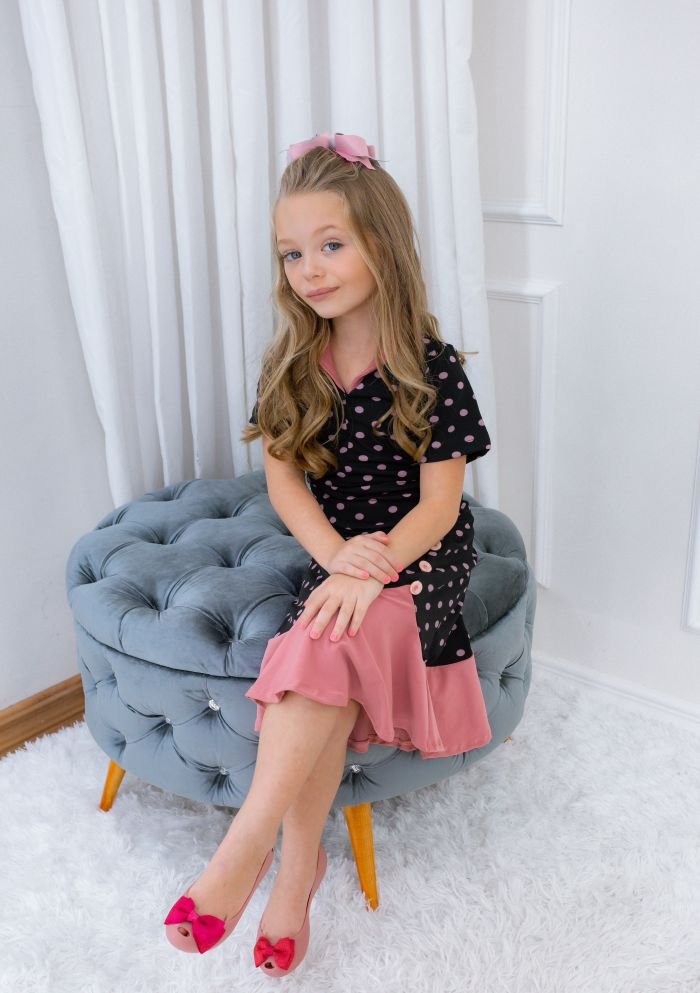 Vestido Polyana Preto/Roze - Imagem 2