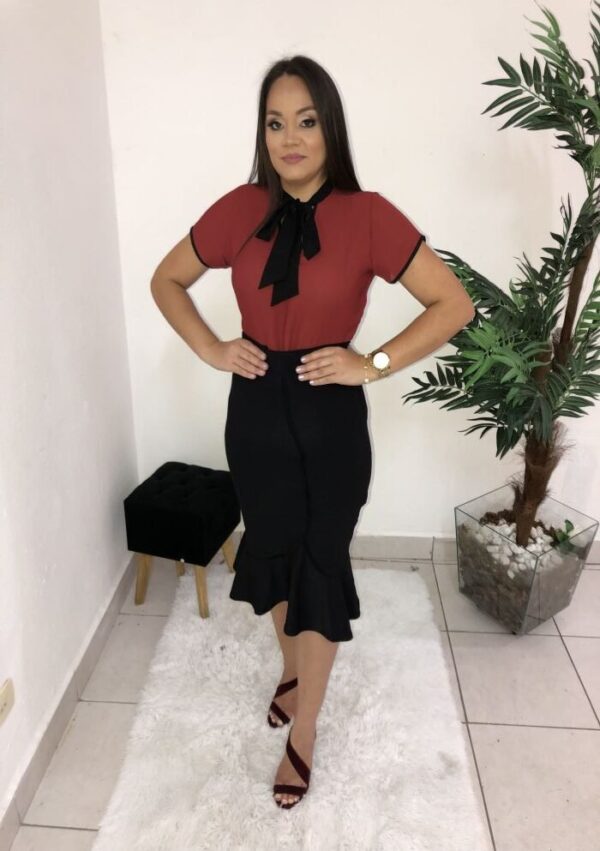 Blusa Mirela Vinho/Preto - Imagem 2