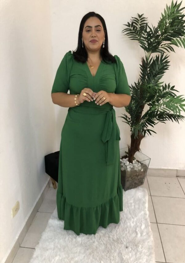 Vestido Longo Laura Verde Bandeira