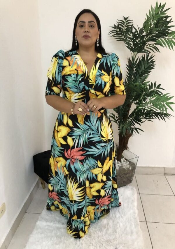 Vestido Longo Laura Folhagem
