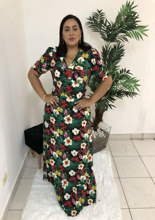 Vestido Longo Laura Flores Branca - Imagem 8