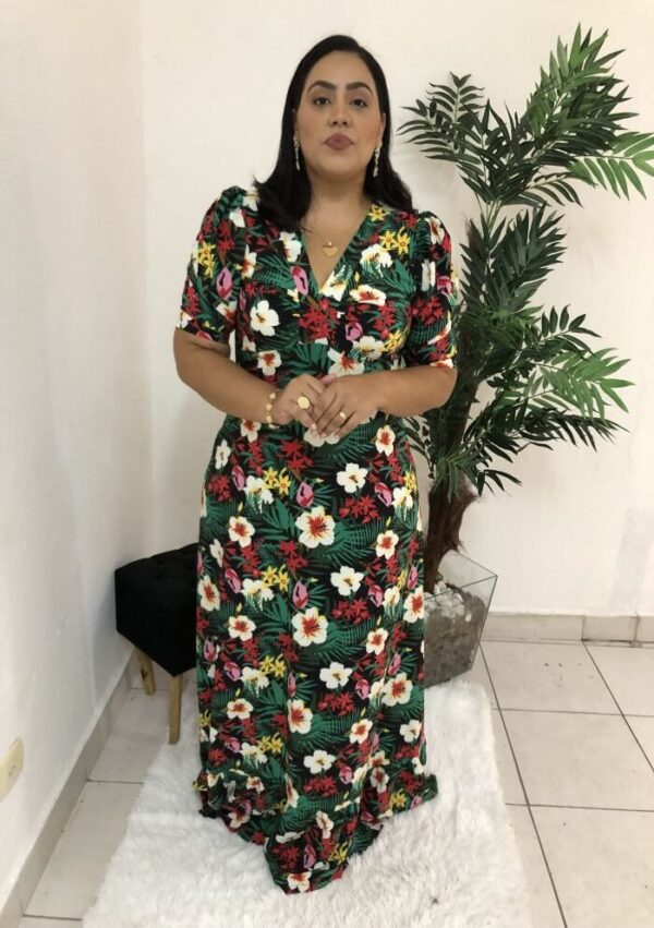 Vestido Longo Laura Flores Branca - Imagem 7