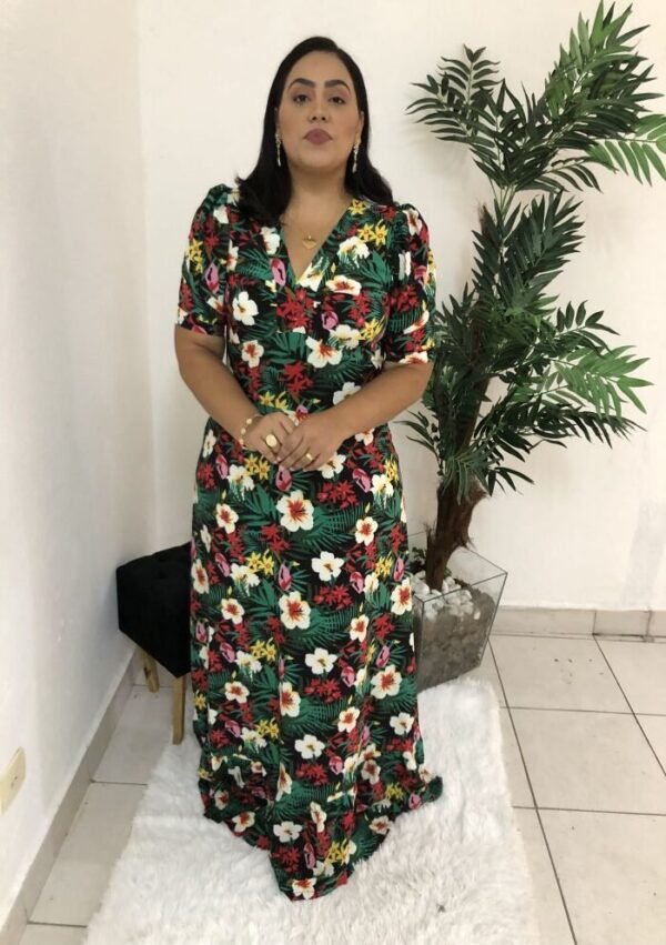 Vestido Longo Laura Flores Branca - Imagem 6