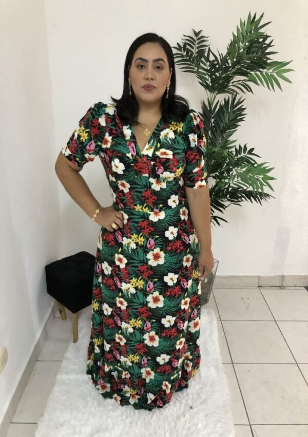 Vestido Longo Laura Flores Branca - Imagem 5