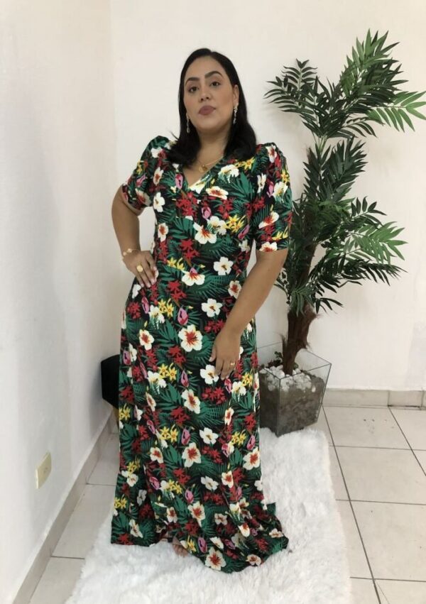 Vestido Longo Laura Flores Branca - Imagem 3
