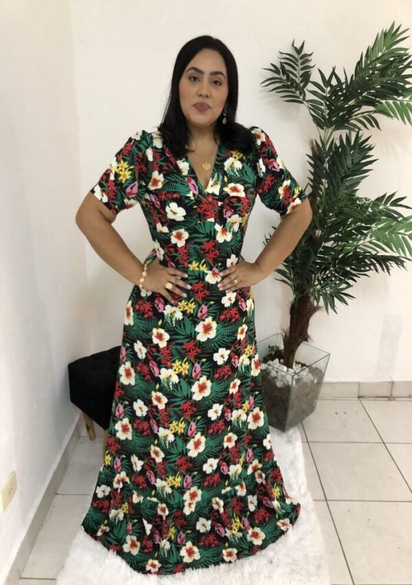Vestido Longo Laura Flores Branca